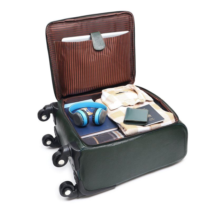 Horizon Leather Trolley Suitcase, Green