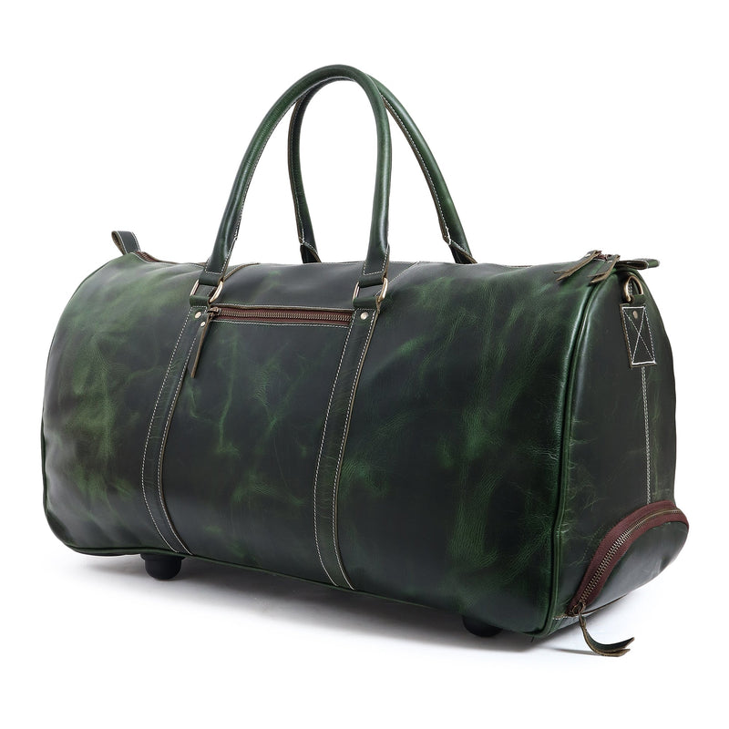 Green Leather Trolley Bag 44L