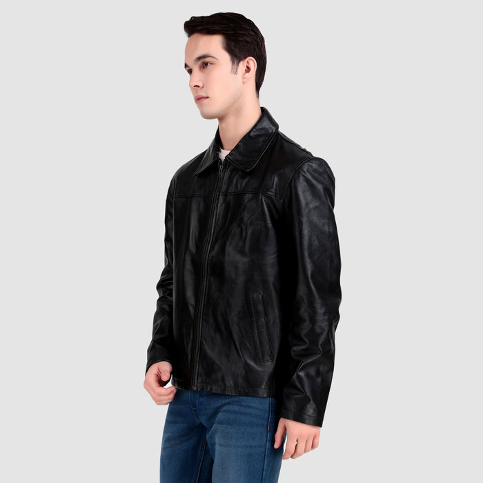Formal Black Leather Coller Jackets Men