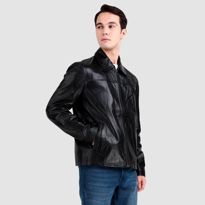 Formal Black Leather Coller Jackets Men