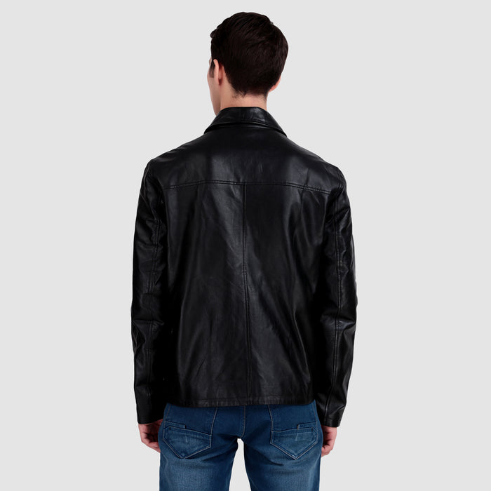 Formal Black Leather Coller Jackets Men