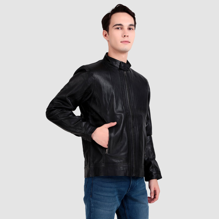 Iconic Plain Black Moto Jacket