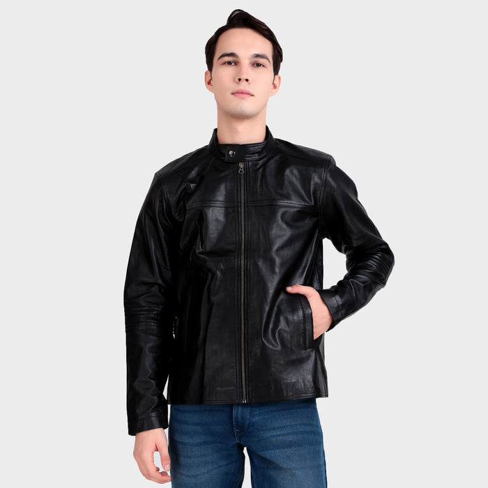 Bomber Black Leather Jacket
