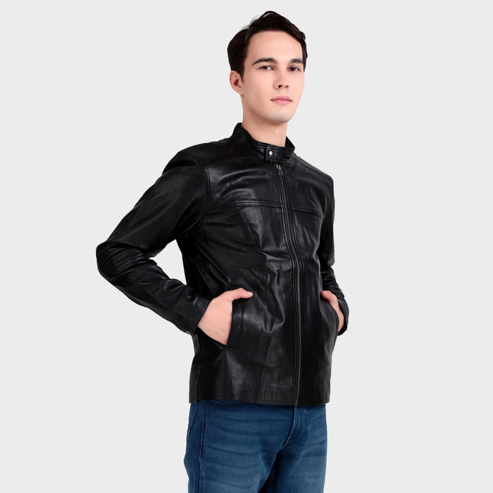 Bomber Black Leather Jacket
