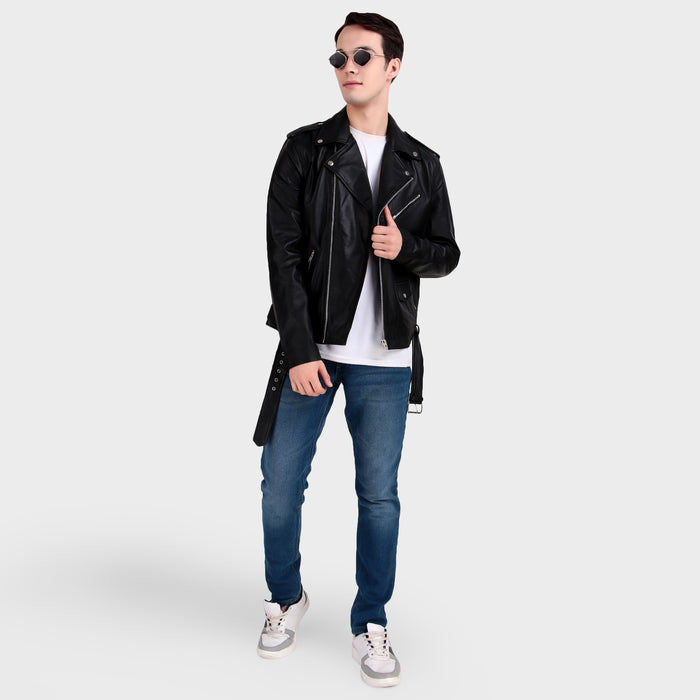 Motorcycle Black Leather Jacket