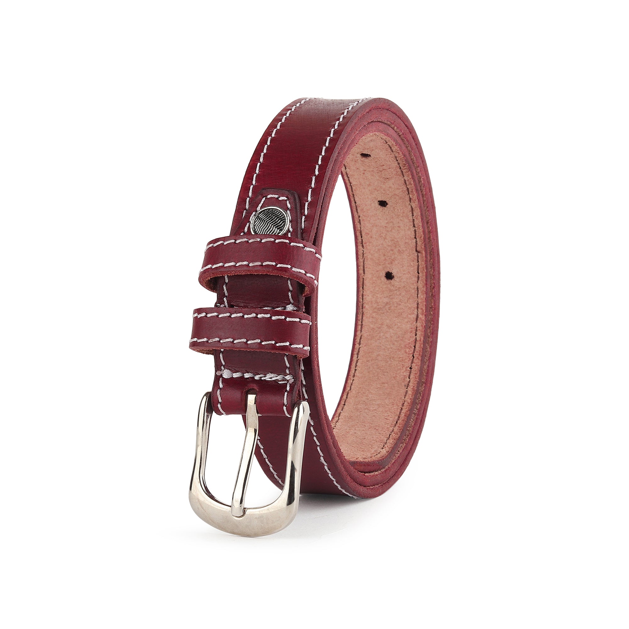 Women's Slim Leather Belt - Cherry Red — Classy Leather Bags