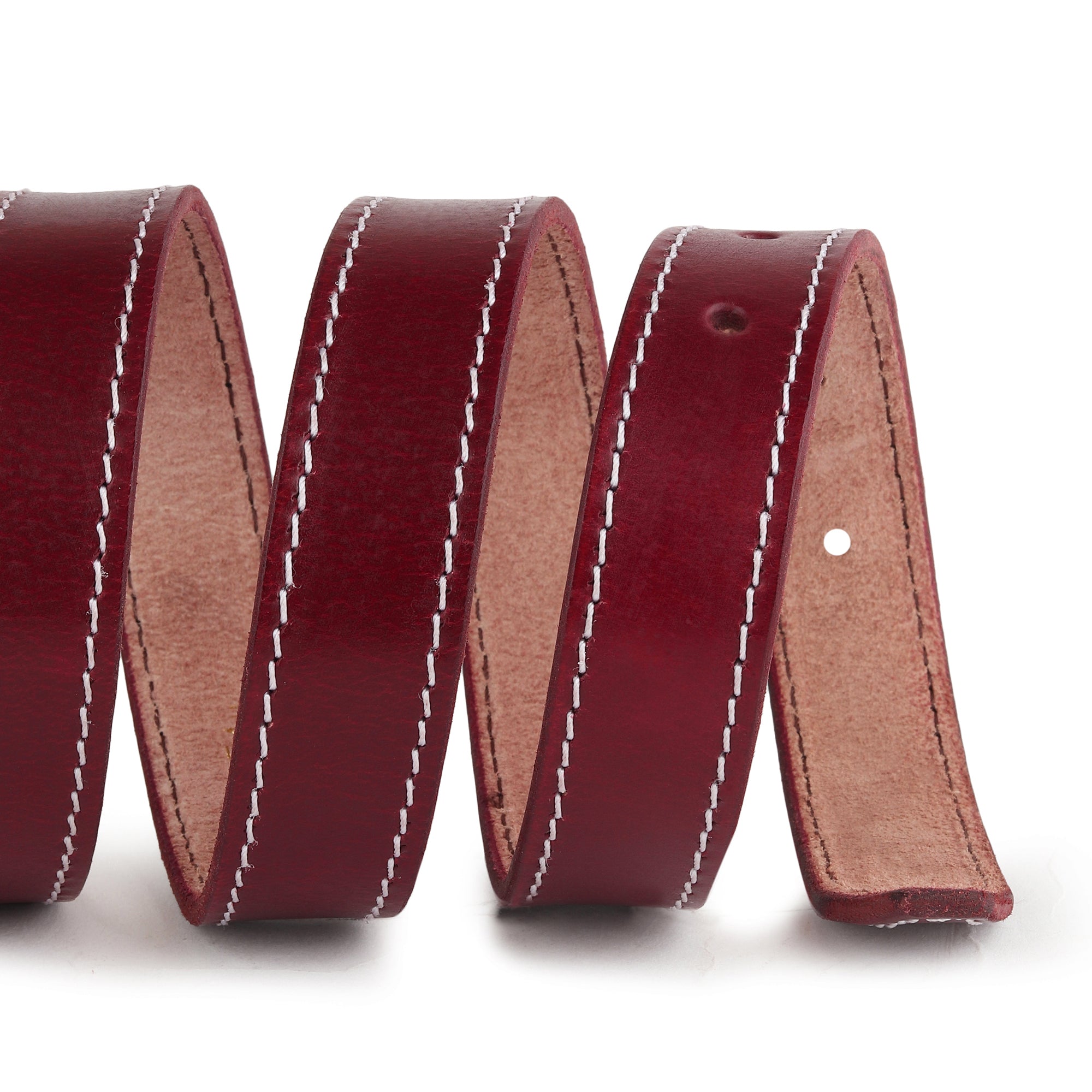 Women's Slim Leather Belt - Cherry Red — Classy Leather Bags