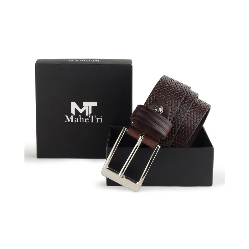 Bison Dark Brown Leather Belt