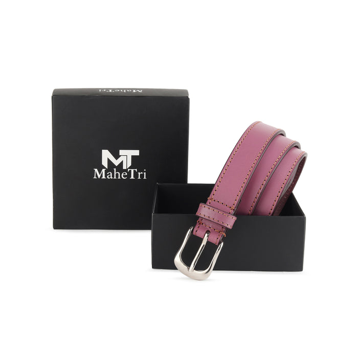 Women's Slim Leather Belt-Viola Purple