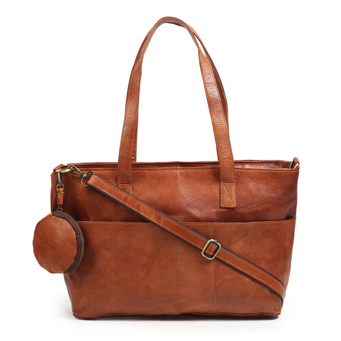 Daily Leather Market Tote - Brown