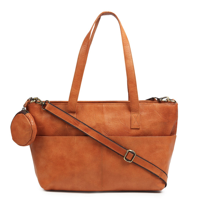 Daily Leather Market Tote - Tan