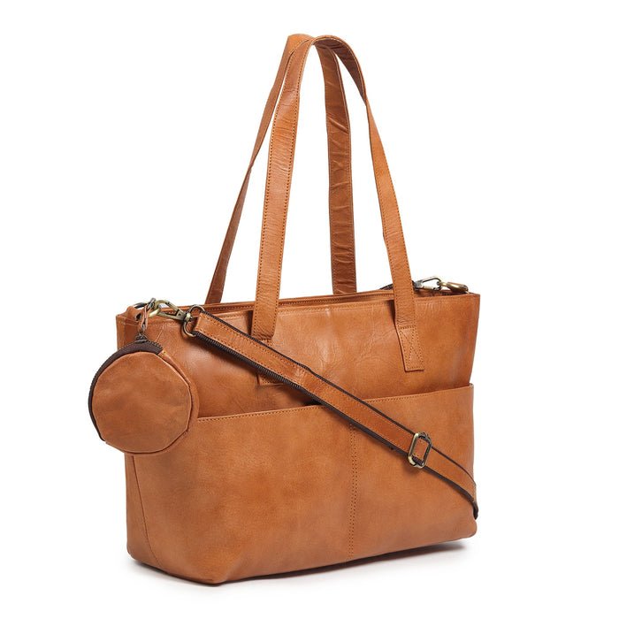 Daily Leather Market Tote - Tan