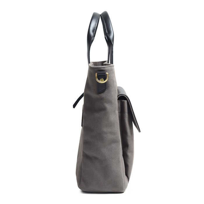 Voyager Canvas Leather Briefcase, Gray