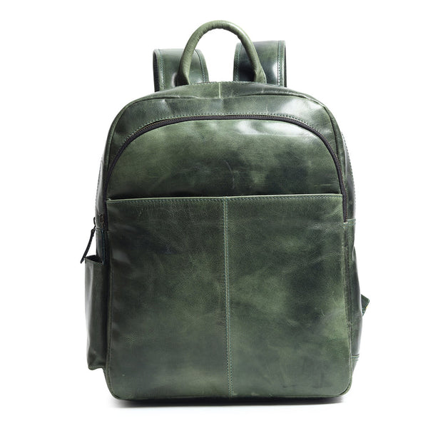 bright green leather backpack Luxury Italian Leather Backpack 16 Inch Premium Finish, Green — Classy Leather Bags