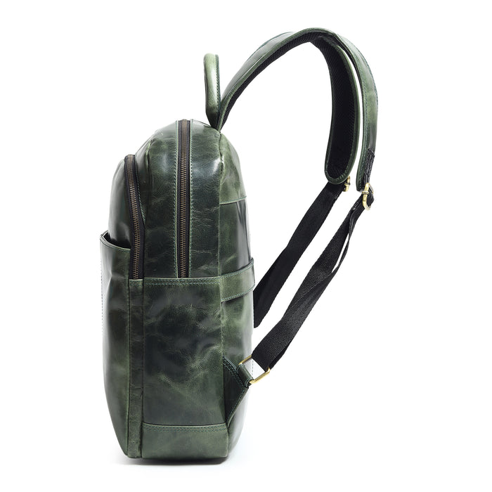 dark green leather backpack Luxury Italian Leather Backpack 16 Inch Premium Finish, Green — Classy Leather Bags