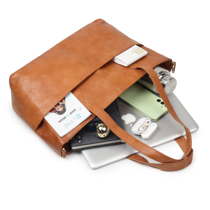 Daily Leather Market Tote - Tan
