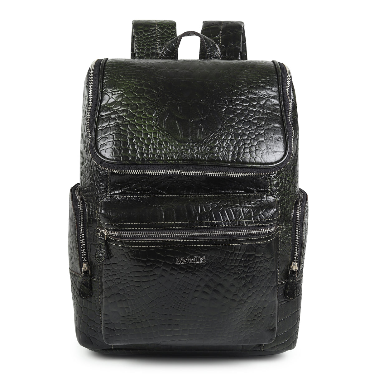 crocodile leather backpack Crocodile Texture Leather Backpack, Dark Green — Classy Leather Bags