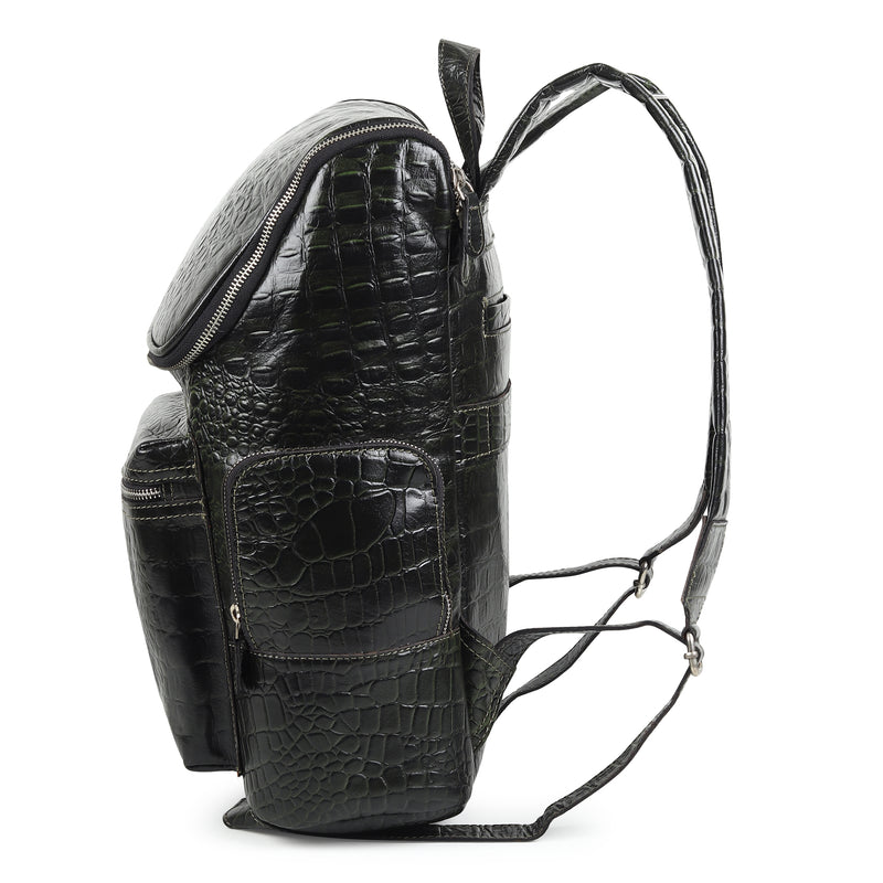 crocodile effect faux leather backpack Crocodile Texture Leather Backpack, Dark Green
