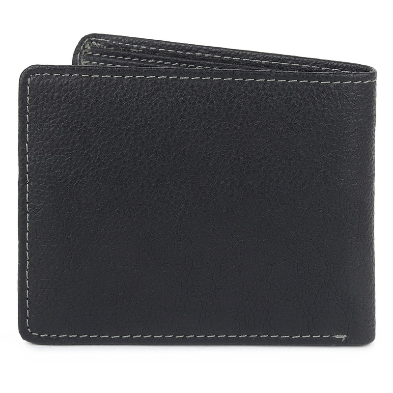 Black Textured Leather Mens Wallet