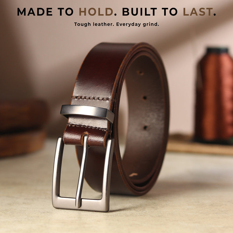 Classic Merlot Slim Leather Belt