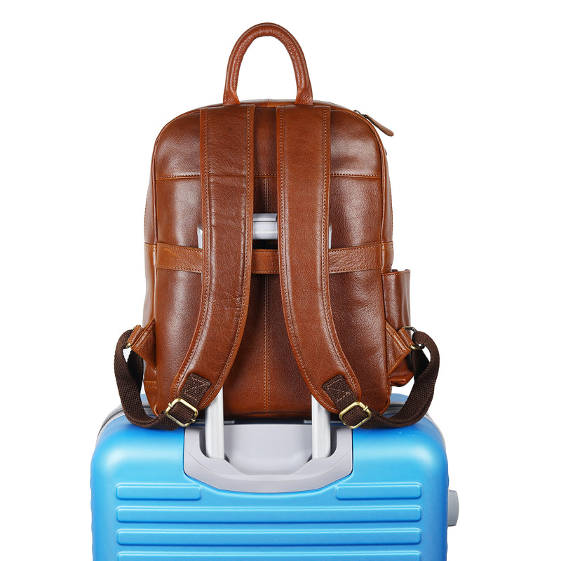 Luxury Italian Leather Backpack, Tan