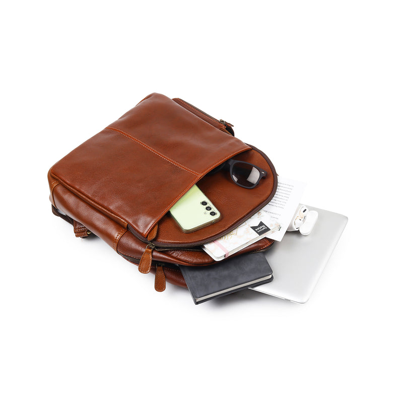 cenzo backpack vecchio brown italian leather knapsack Luxury Italian Leather Backpack, Tan