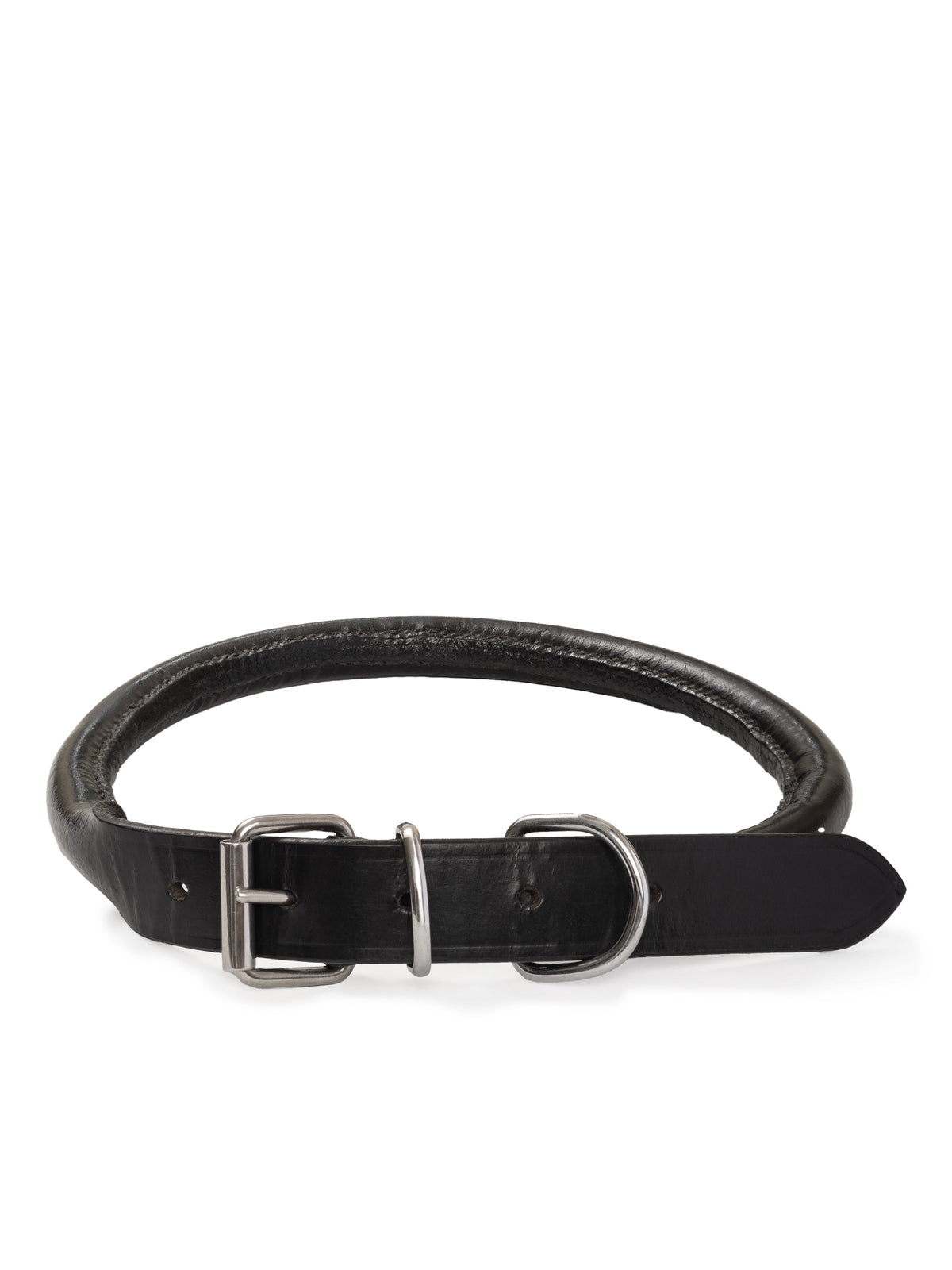 Rolled Leather Dog Collar Comfortable Round Collar, Durable Genuine ...