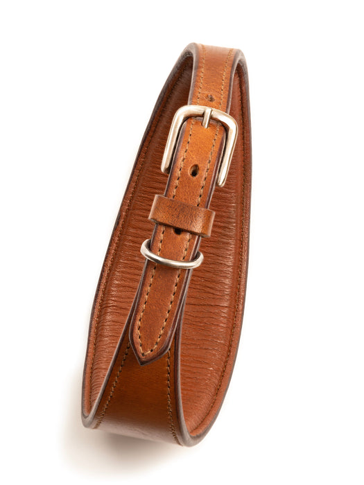 Oval Leather Dog Collar - Tan