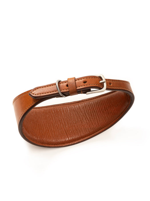 Oval Leather Dog Collar - Tan