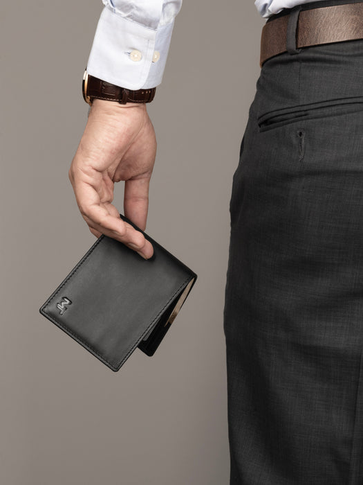 Wealth Ward Black Bi-folded Wallet