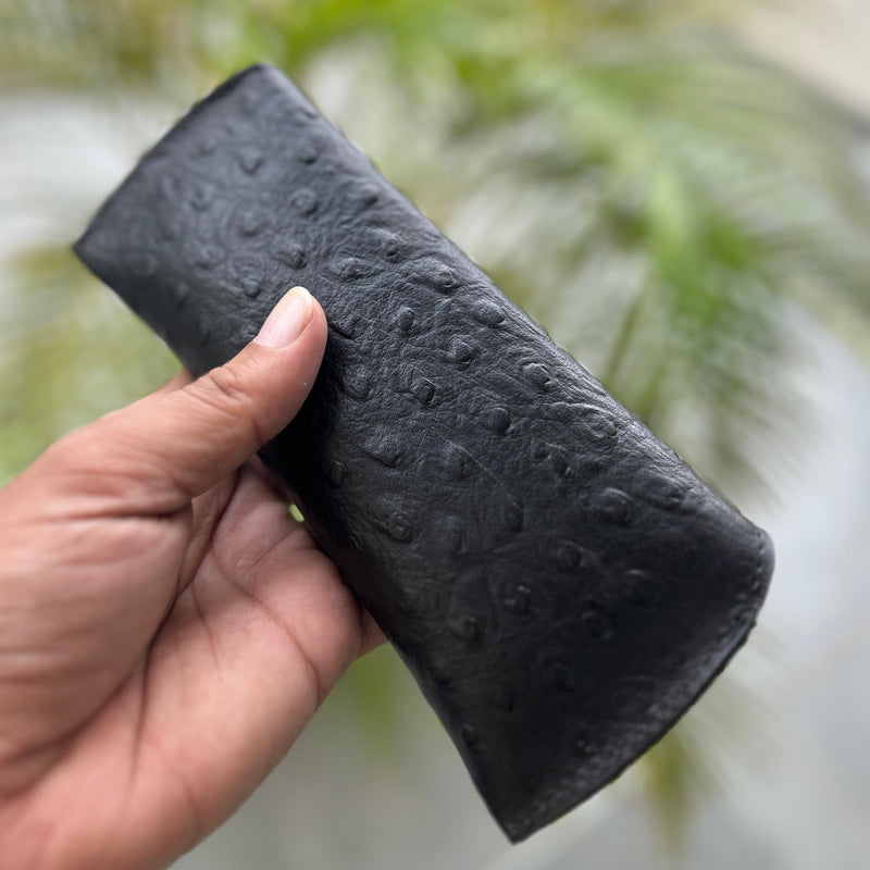 Funda para gafas de sol de cuero negro