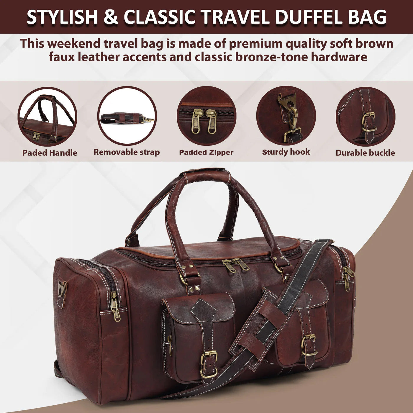 Genuine Full-grain Leather Vintage Dark Brown Traveller Duffle Bag Genuine Full-grain Leather Vintage Dark Brown Traveller Duffle Bag