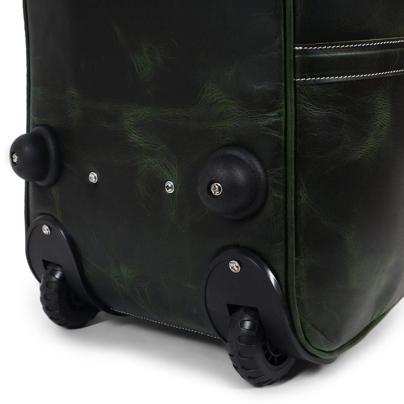 Green Leather Trolley Bag 44L