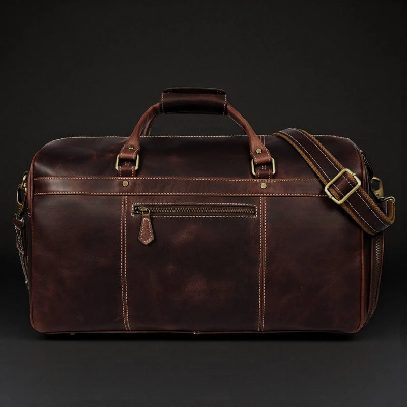Full-Grain Distressed Leather Duffle Bag - Voyager Duffle