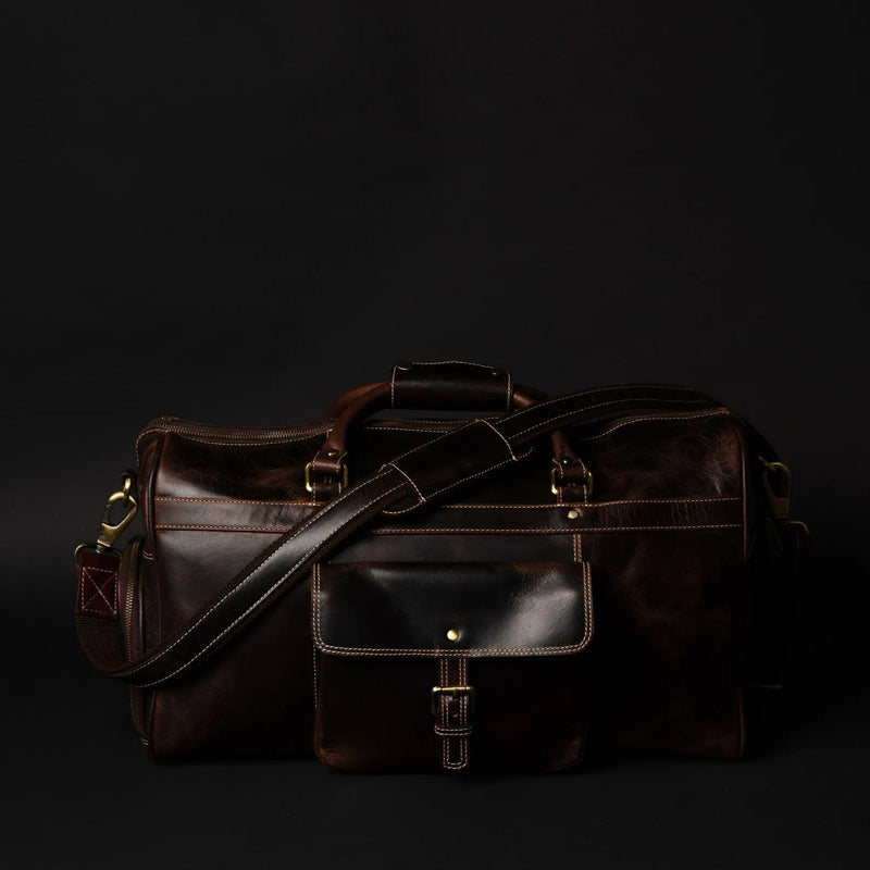 Full-Grain Distressed Leather Duffle Bag - Voyager Duffle