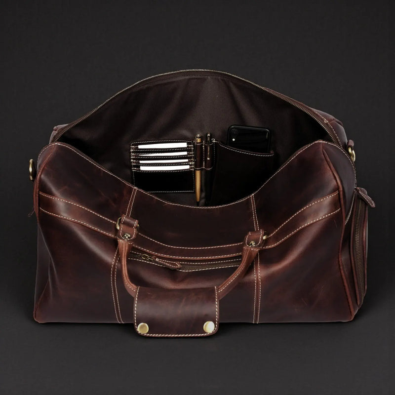 Full-Grain Distressed Leather Duffle Bag - Voyager Duffle