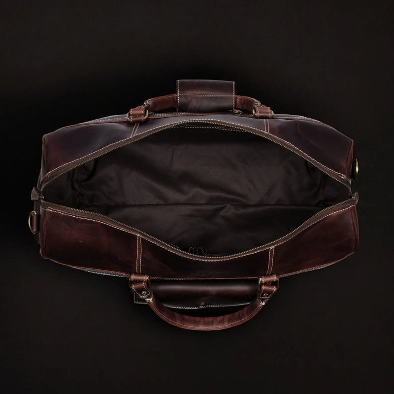 Full-Grain Distressed Leather Duffle Bag - Voyager Duffle