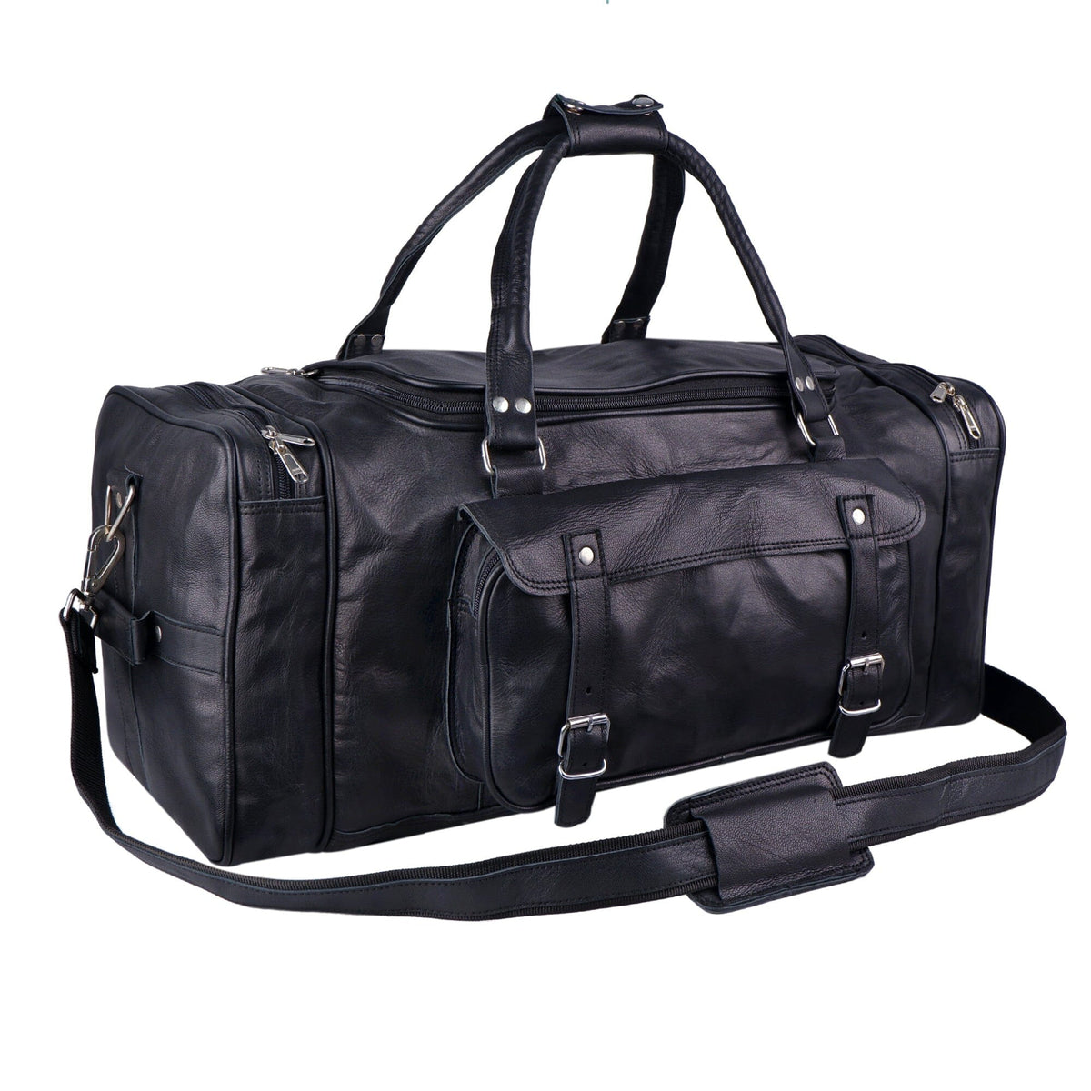 black leather travel duffel bag Duffle for Men 24