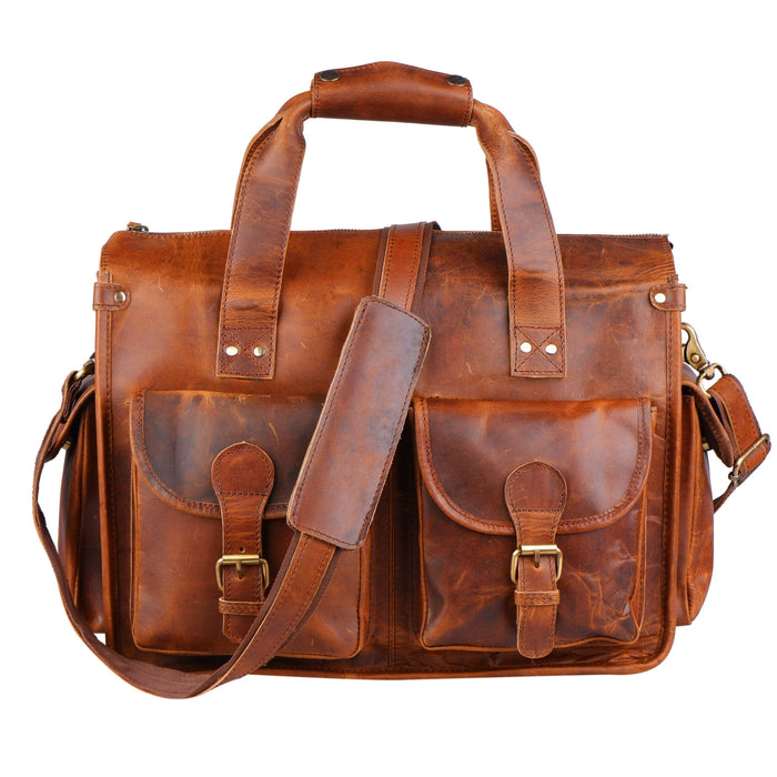 Ripstop Leather Briefcase | Brown Leather Briefcase For Men — Classy ...