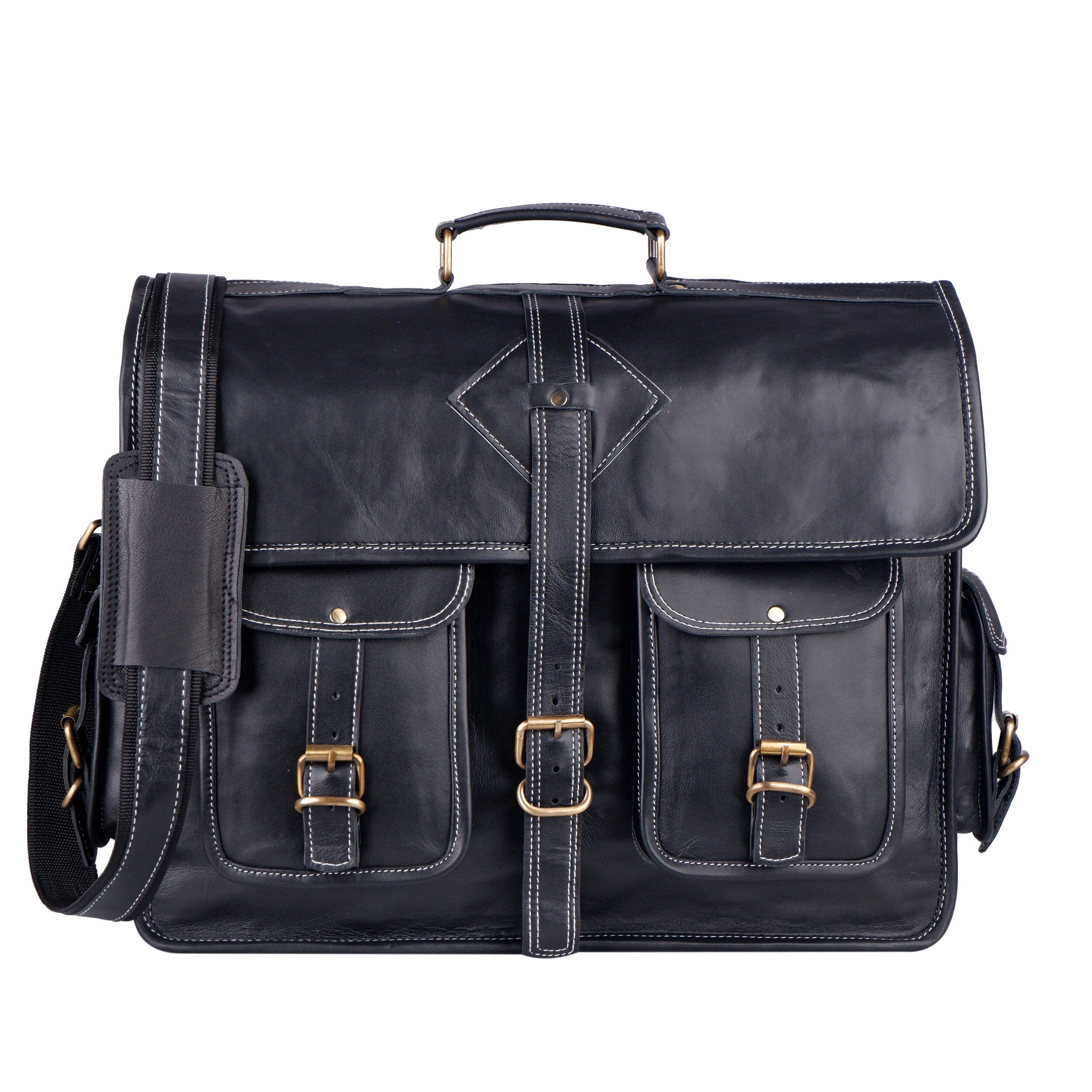 Black Leather Messenger Bag | Vintage Leather Messenger Bag