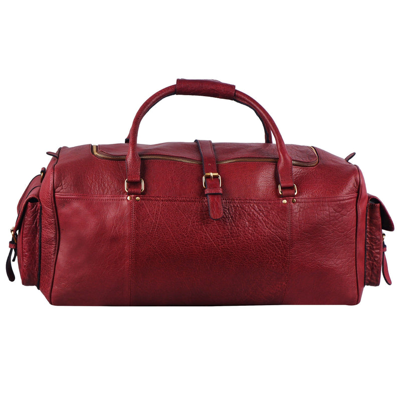 best leather duffel bags for travel Cherry Red Soft Leather Duffle Bags For Travel and Trip 24 Inch
