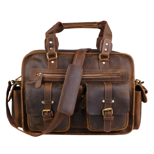 Vintage Brown Leather Laptop Briefcase Bag