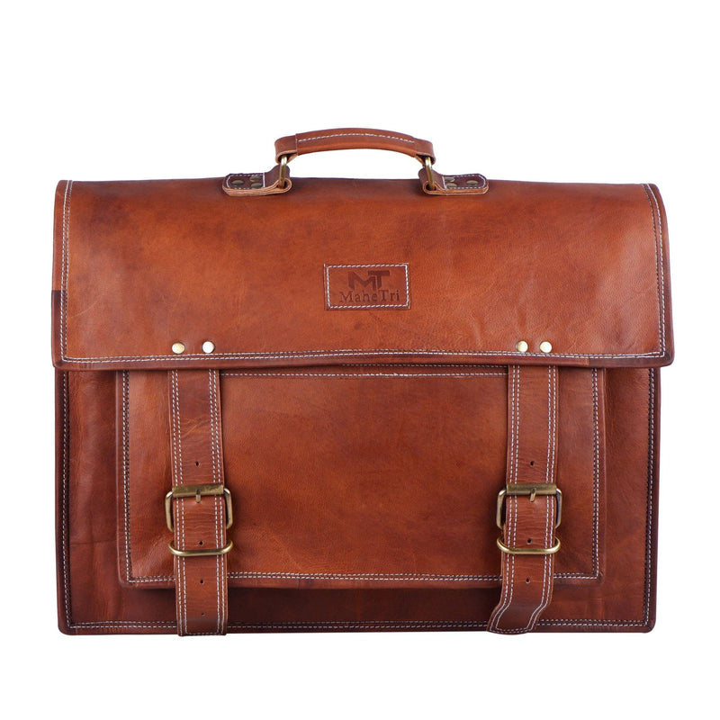 18 laptop messenger bag backpack Dark Brown Office Leather Messenger Bag For Men & Women 18 Inch — Classy Leather Bags