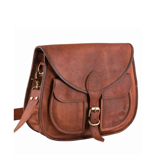 Cross body Fanny Pack in distressed leather, Brown, Large | Laroll Bags