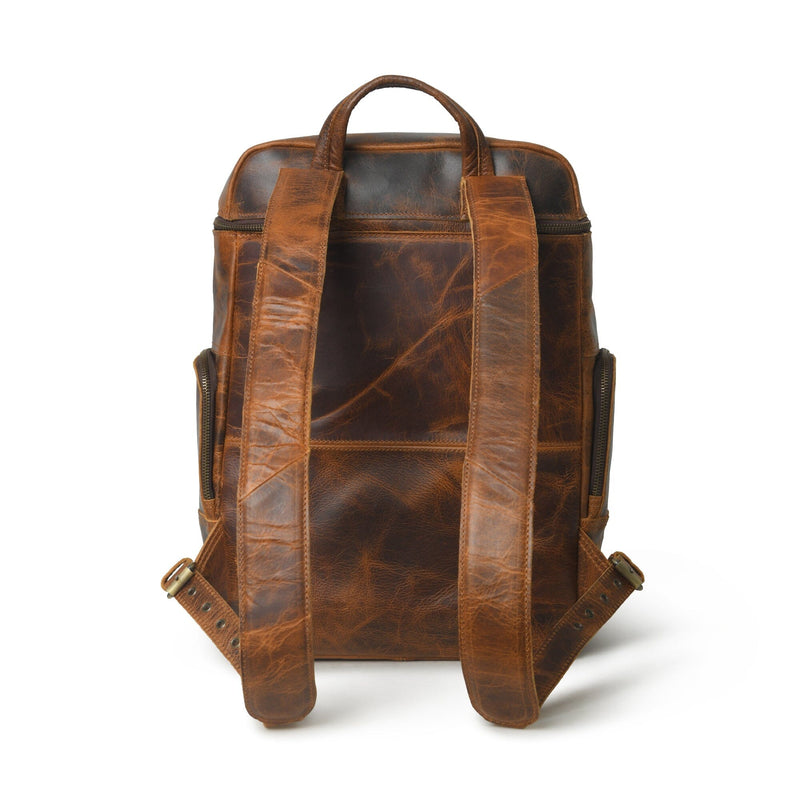 distressed brown leather backpack Premium Buffalo Leather Travel Backpack 16" Laptop Backpack Men — Classy Leather Bags