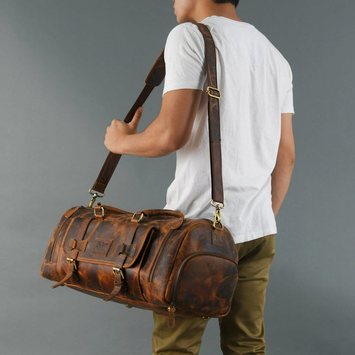 Duffel Bag Buffalo Leather CHAD light-brown travel bag holdall