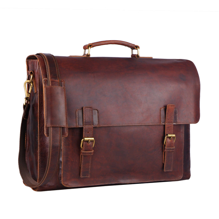 vintage brown leather laptop bag in USA