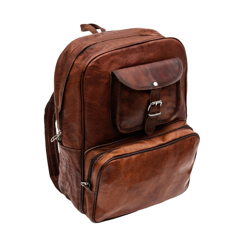 Vintage Genuine Leather Laptop Backpack Men Women 16 Inch — Classy Leather Bags