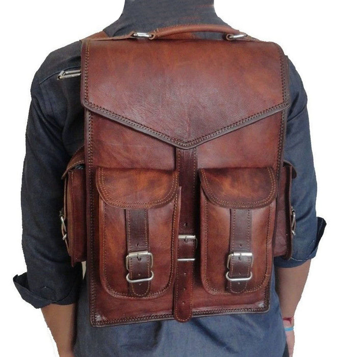 Original Leather College Bags /Backpack/Bag/ Stylish Latest Trendy For  Men/Women/Boys/Girls/Men/ For School/Office/Casual/Daily Use/Gift/Coachig  By Bag House- Brown 16