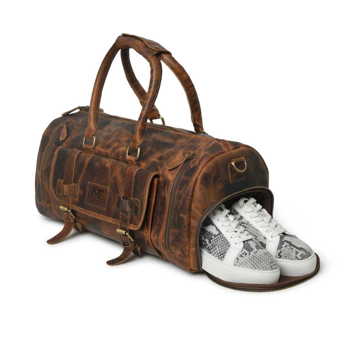 Men's Premium Leather Duffle Bag With Shoes Compartment — Classy